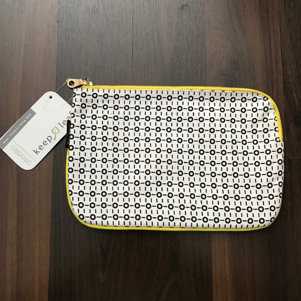 NWT Keep Leaf 100% Organic Cotton Canvas Travel Make Up Bag Pouch Pocket Zipper